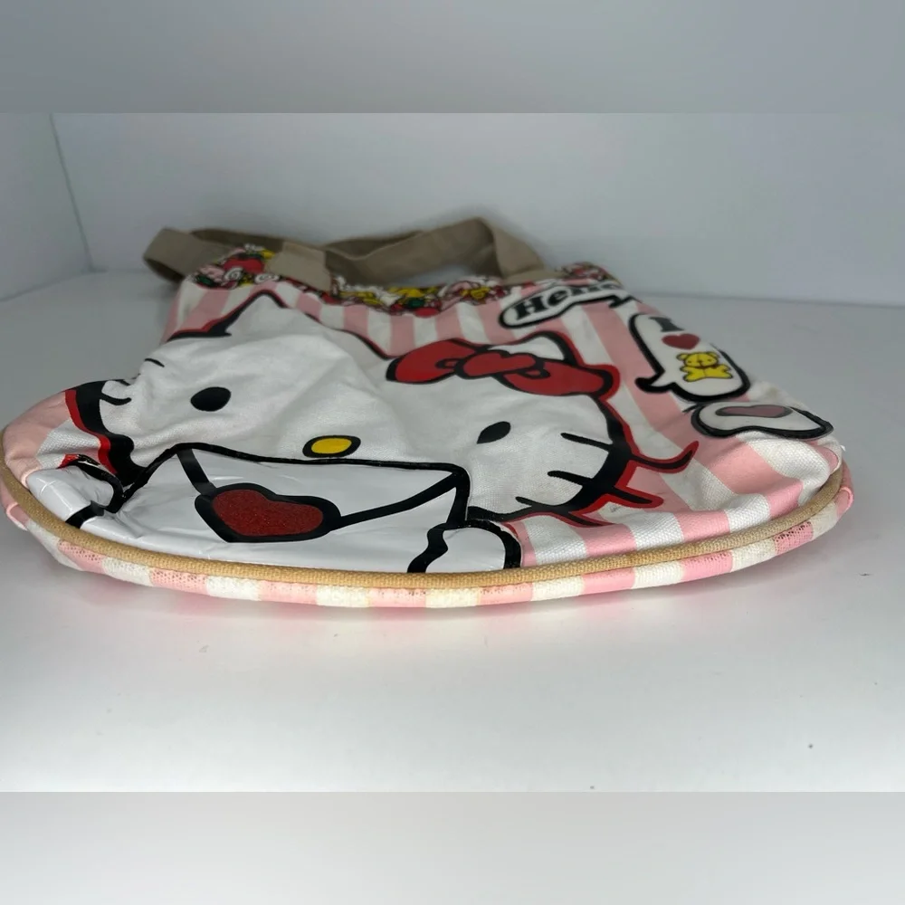 Hello Kitty Loungefly Tote Canvas Faux Leather Open Top Bag VINTAGE - Picture 6 of 12